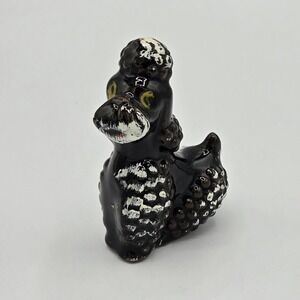 Vintage Handpainted Black Poodle Figurine Japan Redware 3" Vtg
